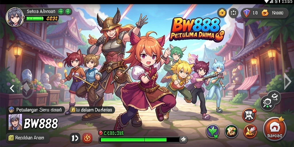 Tampilan gameplay BW888 yang menakjubkan dengan karakter anime yang menarik.