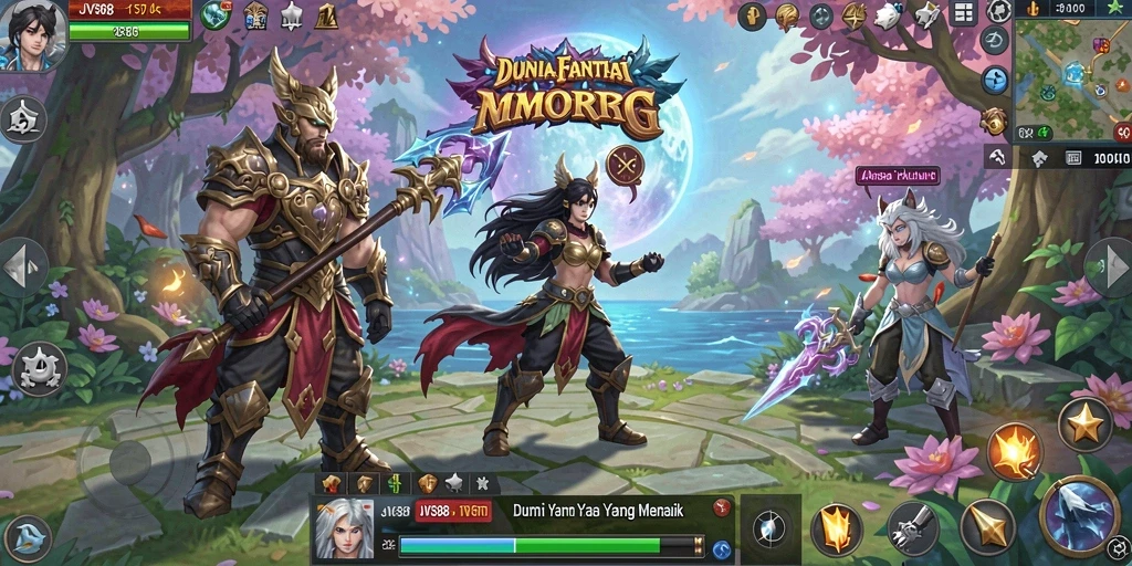 Tangkapan layar gameplay JVS88 yang menunjukkan petualangan seru dalam MMORPG.