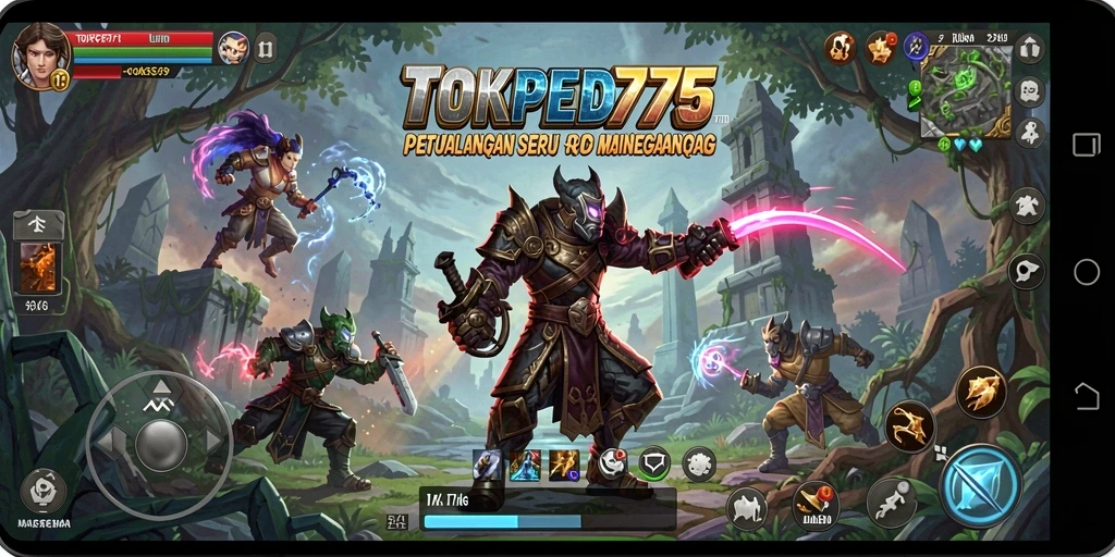 Tampilan gameplay seru dari TOKPED777 dalam pertempuran RPG.